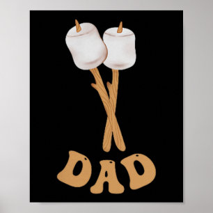 Dad marshmallow happy camper 1st birthday camping poster