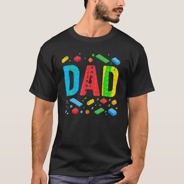 Dad Master Builder Building Bricks Blocks Family F T-Shirt (Front)