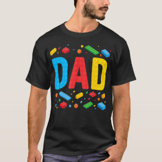 Dad Master Builder Building Bricks Blocks Family T-Shirt