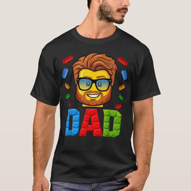 Dad Master Builder Building Bricks Blocks Fathers T-Shirt (Front)