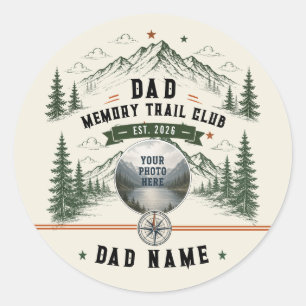 Dad Memory Trail Club Father’s Day Photo Classic Round Sticker
