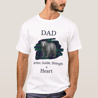 Dad Mentor Guide Strength & Heart Bear Plaid red T-Shirt