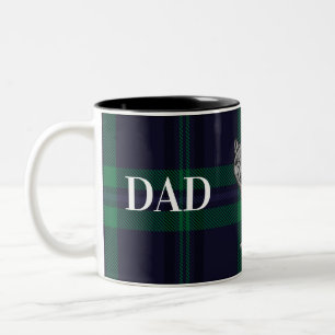 Dad Mentor Guide Strength & Heart Wolf b-g plaid Two-Tone Coffee Mug