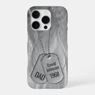 Dad Military Dog Tags Metal Abstract iPhone 16 Pro Case