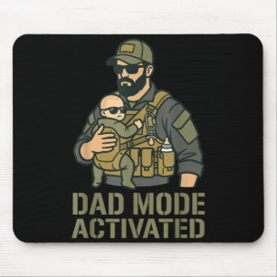 Dad Mode Activated Tactical Dad Baby Carrier Mouse Pad