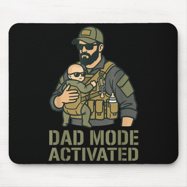 Dad Mode Activated Tactical Dad Baby Carrier Mouse Pad (Front)