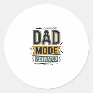 Dad Mode Activated Vintage Engraving Shirt Design Classic Round Sticker