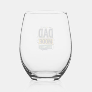 Dad Mode Activated Vintage Engraving Shirt Design Stemless Wine Glass