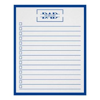 Dad Modern Blue Monogram 20" x 25" To Do List Poster