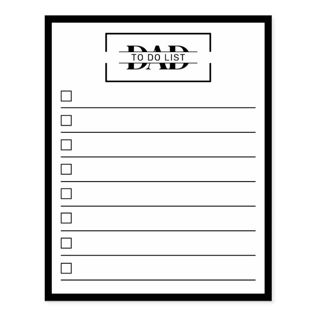 Dad Modern Monogram 4" x 5" To Do List Rubber Stamp (Imprint)