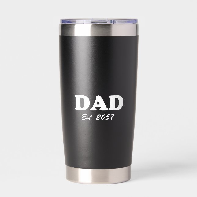 Dad modern typography custom est date black insulated tumbler (Front)