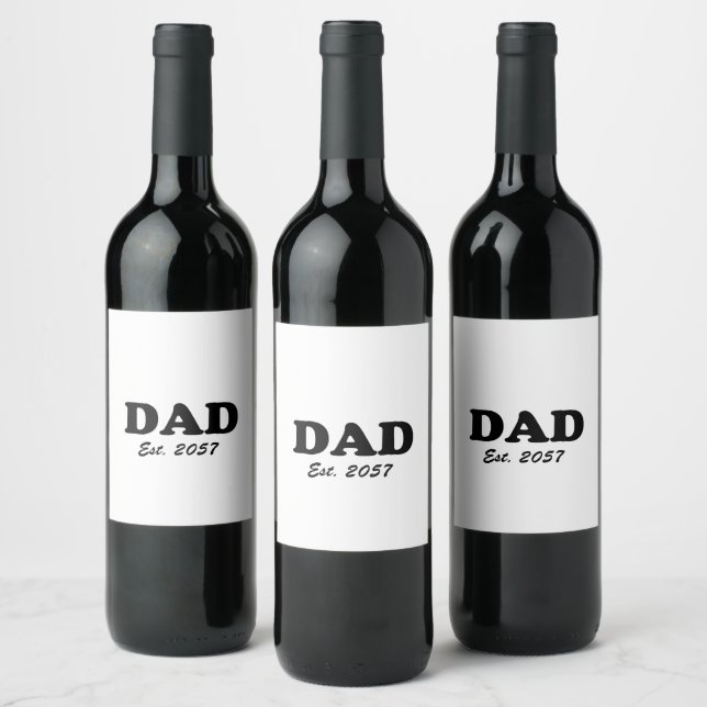 Dad modern typography custom est date party favour wine label (Bottles)