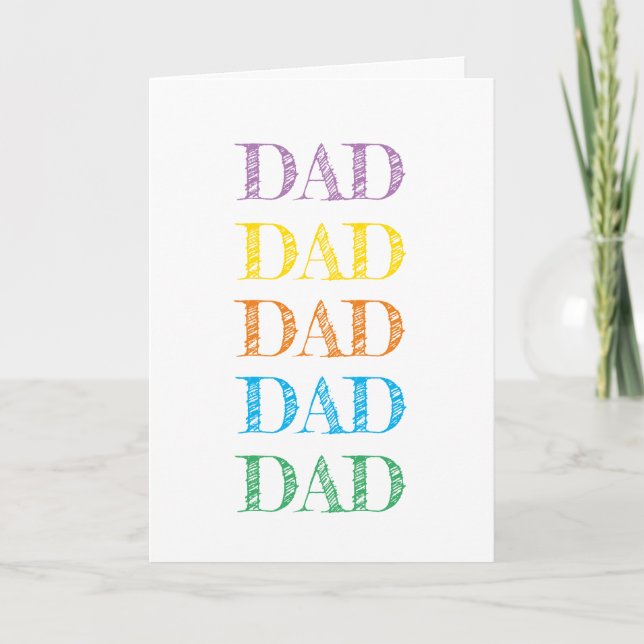 DAD Modern Typography Rainbow Colours YOUR THE BES Holiday Card (Front)