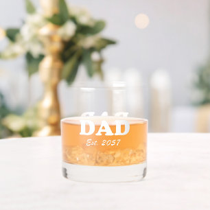 Dad modern white typography custom est date whiskey glass
