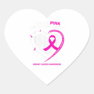 Dad Mom I Wear Pink For My Daughter Breast Cancer Heart Sticker