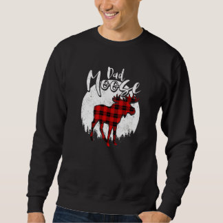 Dad Moose Red Plaid Buffalo Matching Family Pajama Sweatshirt