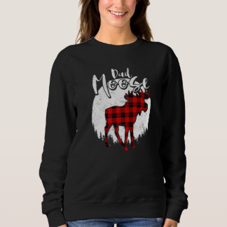 Dad Moose Red Plaid Buffalo Matching Family Pajama Sweatshirt