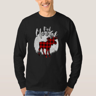 Dad Moose Red Plaid Buffalo Matching Family Pajama T-Shirt