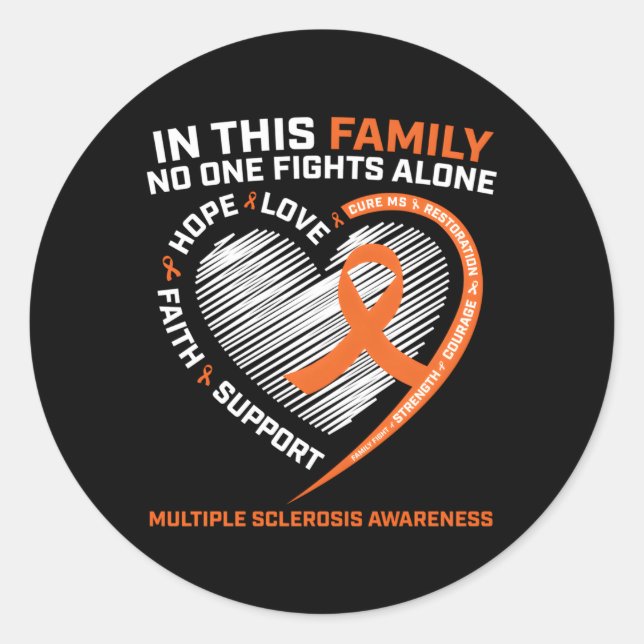 Dad Ms Multiple Sclerosis Mum Ms Awareness Classic Round Sticker (Front)