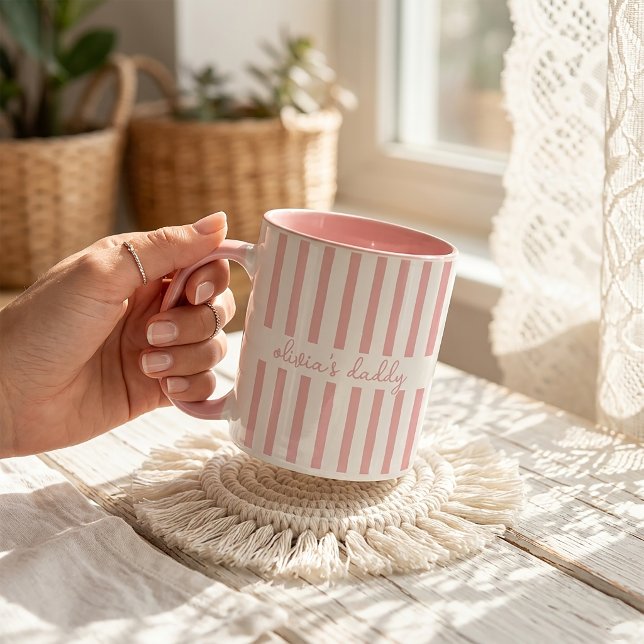 Dad Mug: Custom Striped Kids Names Coffee Cup (Creator Uploaded)