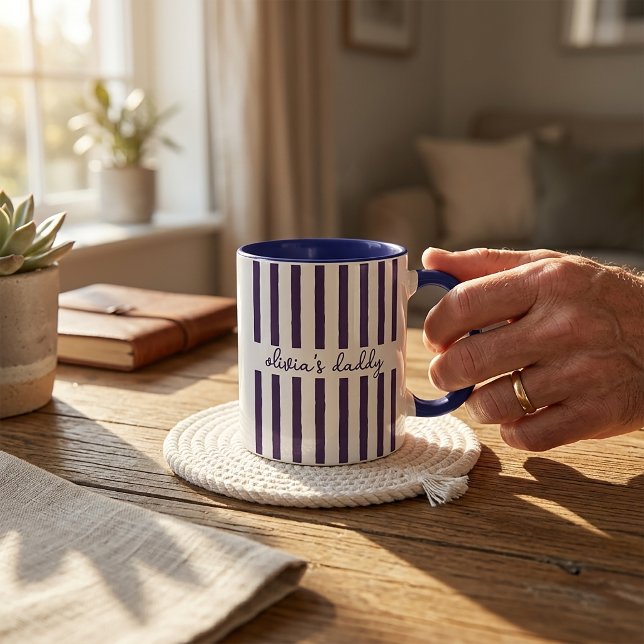 Dad Mug: Custom Striped Kids Names Coffee Cup (Creator Uploaded)