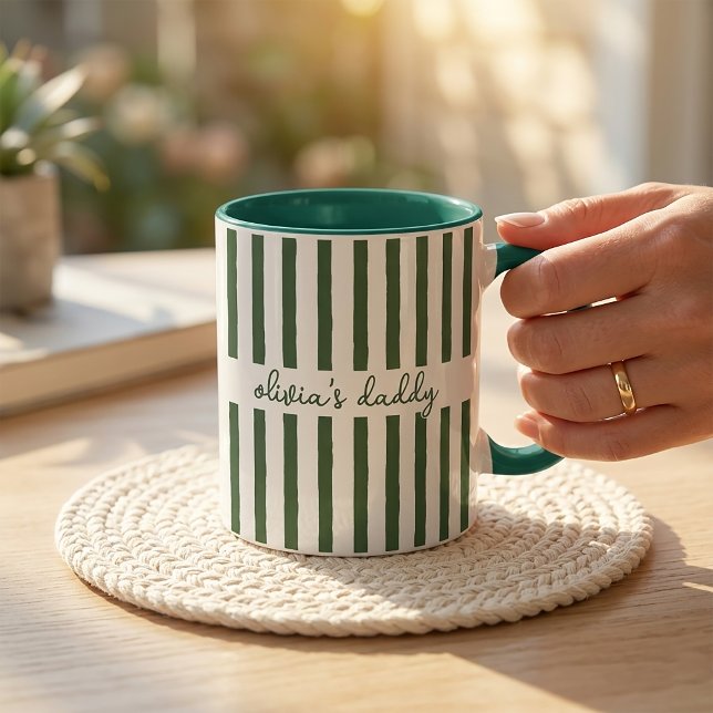 Dad Mug: Custom Striped Kids Names Coffee Cup (Creator Uploaded)