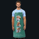 Dad multi photo modern typography green  apron<br><div class="desc">Dad multi photo modern typography child gift. Ideal fathers day,  birthday or christmas gift. Hunter green colour can be changed.</div>