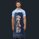 Dad multi photo modern typography navy blue apron<br><div class="desc">Dad multi photo modern typography child gift. Ideal fathers day,  birthday or christmas gift. Navy blue colour can be changed.</div>