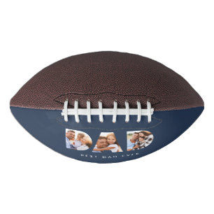 Dad multi photo typography navy blue modern football