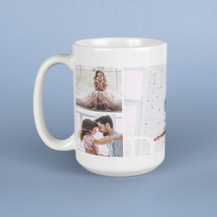 DAD Multiple Photo Collage & Custom Monogram Coffee Mug