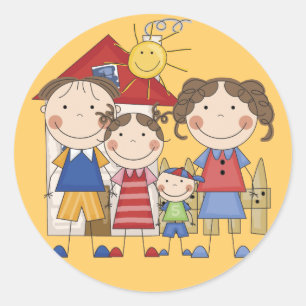 Dad, Mum, Big Sister, Little Brother Family Classic Round Sticker