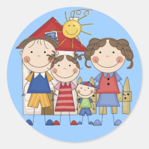 Dad, Mum, Big Sister, Little Brother Family Classic Round Sticker