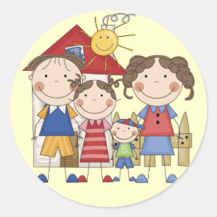 Dad, Mum, Big Sister, Little Brother Family Classic Round Sticker