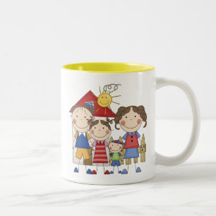 Dad, Mum, Big Sister, Little Brother Family Two-Tone Coffee Mug