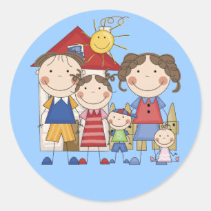 Dad, Mum, Big Sister, Middle Brother, Baby Sis Classic Round Sticker