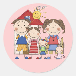 Dad, Mum, Big Sister, Middle Brother, Baby Sis Classic Round Sticker