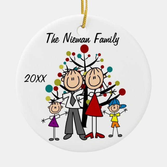 Dad, Mum, Boy, Girl Custom Holiday Ornament (Front)