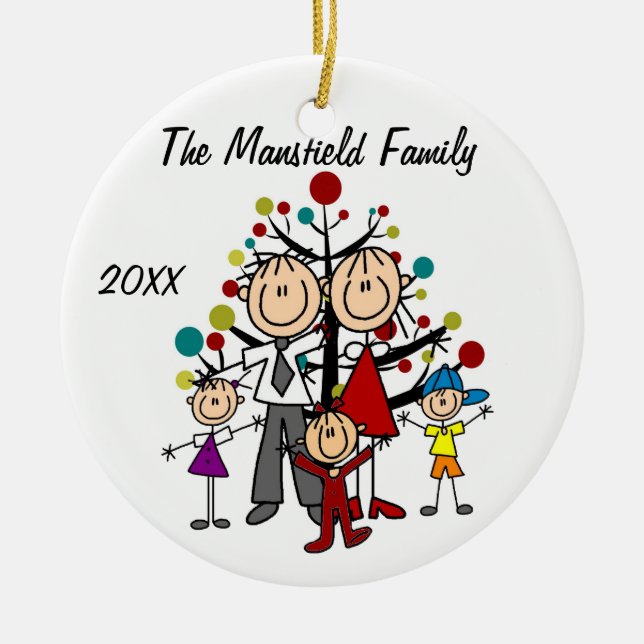 Dad, Mum, Boy, Girl, Toddler Girl Holiday Ornament (Front)