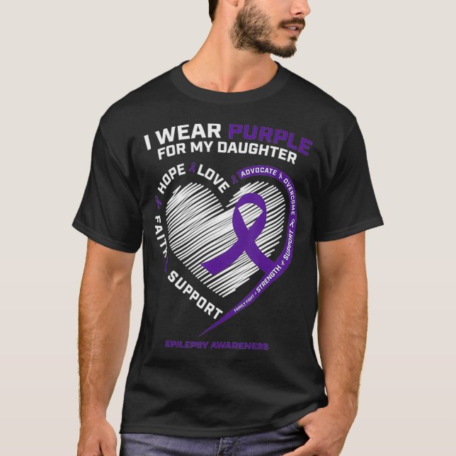 Dad Mum Products Gifts Purple Daughter Epilepsy T-Shirt (Front)