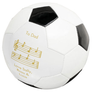 DAD MUSIC LOVER, MUSICAL SCORE NOTES WHITE GOLD SOCCER BALL