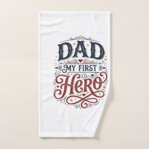 Dad My First Hero Vintage Typography Shirt_1 Hand Towel