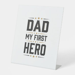 Dad My First Hero Vintage Typography Shirt Design_ Pedestal Sign