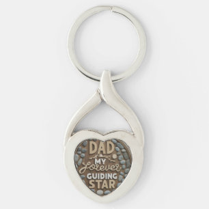 Dad: My Forever Guiding Star Metal Twisted Heart K Key Ring
