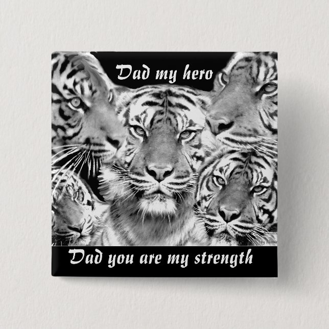 Dad- my hero, my strength_Button 15 Cm Square Badge (Front)