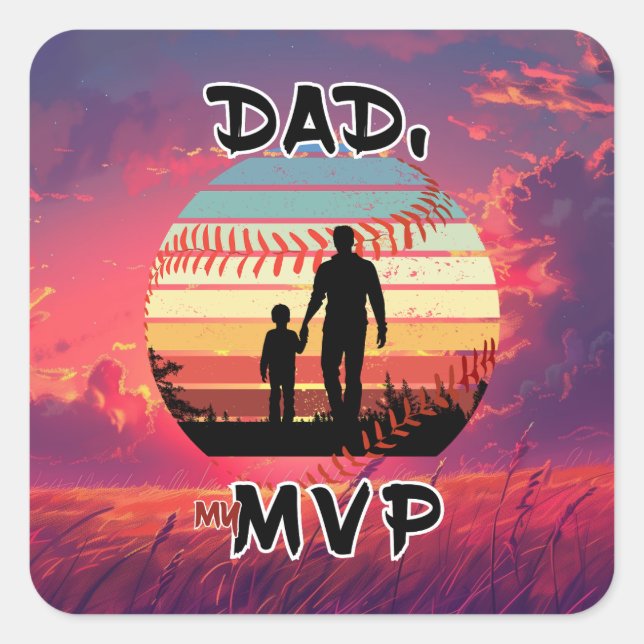 Dad, my MVP - Boy and Dad Square Sticker (Front)