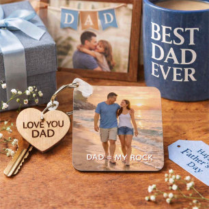 Dad, My Rock Beach Sunset Custom Father's Day Key Ring