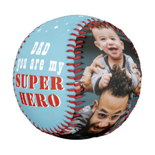Dad my Superhero Father`s day 2 Photo Baseball