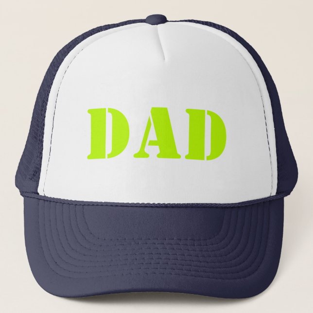 Dad neon green modern typography cool trucker hat (Front)