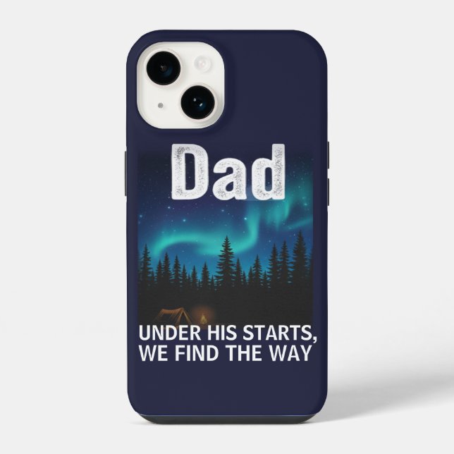 Dad Northern Lights Camping Customisable iPhone Case (Back)
