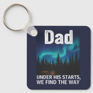 Dad Northern Lights Camping Customizable Key Ring